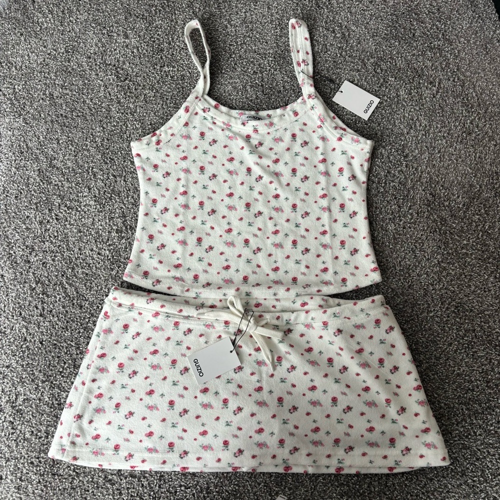 Guizio Terry Floral Matching Skort Set